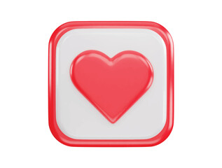red heart button icon 3d rendering vector illustration