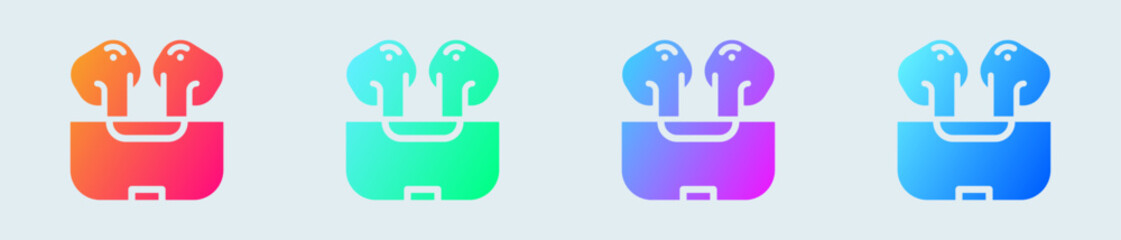 Earbuds solid icon in gradient colors. Wireless earphones signs vector illustration.