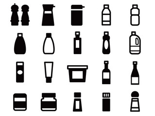 調味料の容器のアイコンセット_黒ベタ