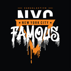 New york city famous t-shirt and poster vintage design, graphic typography
