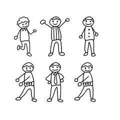 set of people icon line art vector art 