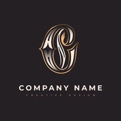 Fototapeta premium Initial Letter C Company Logo. Vintage classic gold and silver monogram C with curved lines. Usable for boutique, wedding, hotel, music Usable sign for luxury business logos and branding