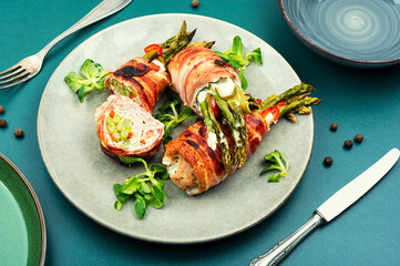 Meat wrapped asparagus