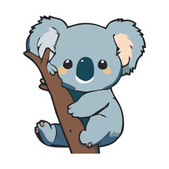 Cute Blue Koala Bear Hugging Tree  High Quality EPS File for Graphic Design Projects
