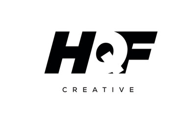 HQF letters negative space logo design. creative typography monogram vector	