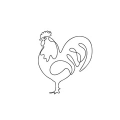Rooster illustration in line art style isolated on white