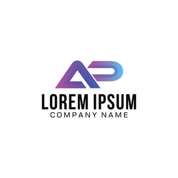 letter AP modern logo design colorful gradient purple blue