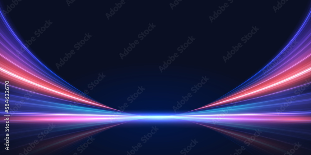 Aufkleber Modern abstract high-speed light trials effect. Futuristic dynamic movement technology. Velocity pattern for banner or poster design background idea. Vector eps10.