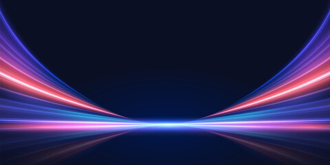 Modern abstract high-speed light trials effect. Futuristic dynamic movement technology. Velocity pattern for banner or poster design background idea. Vector eps10.