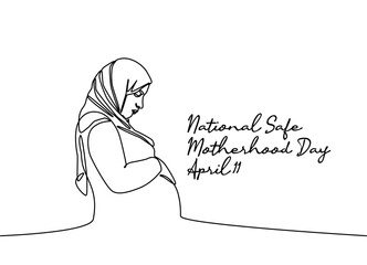 single line art of national safe motherhood day good for national safe motherhood day celebrate. line art. illustration.