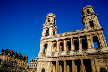 Saint Sulpice catholic basilica, Paris, France.