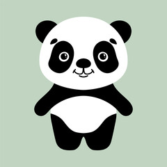 Cute little panda. Vector isolated cartoon illustration. Scandinavian style flat design. Concept for children print.
