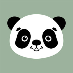 Cute little panda. Vector isolated cartoon illustration. Scandinavian style flat design. Concept for children print.