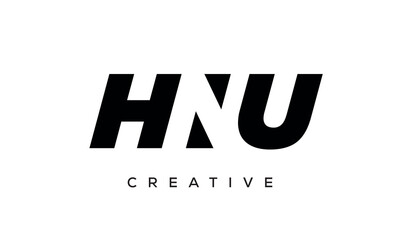 HNU letters negative space logo design. creative typography monogram vector	