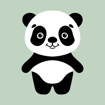 Cute little panda. Vector isolated cartoon illustration. Scandinavian style flat design. Concept for children print.