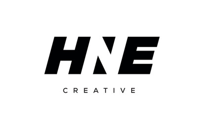 HNE letters negative space logo design. creative typography monogram vector	