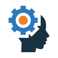 man, gear, head, human technology icon