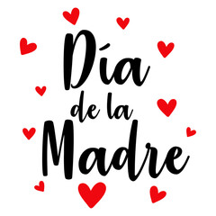 Letras de la palabra Día de la Madre en español en texto manuscrito con corazones para su uso en felicitaciones y tarjetas - obrazy, fototapety, plakaty