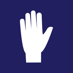 Icono de guantes de seguridad. Protección de mano. Silueta de guante de trabajo en fondo azul