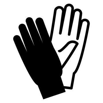 Icono de guantes de seguridad. Protecci&oacute;n de mano. Silueta aislada de par de guantes de trabajo en color negro