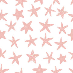 Fototapeta na wymiar Starfish seamless pattern. Atlantic star. Marine Animal Vector print.