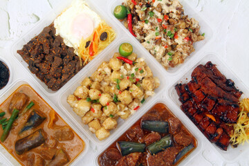 Freshly cooked assorted Filipino food