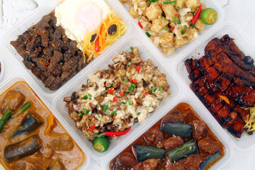 Freshly cooked assorted Filipino food