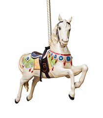 Vintage wooden carousel horse isolated on transparent  background, png file - obrazy, fototapety, plakaty