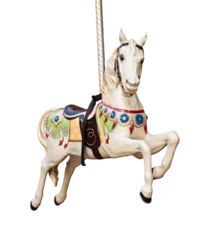Deurstickers Vintage wooden carousel horse isolated on transparent  background, png file © Delphotostock