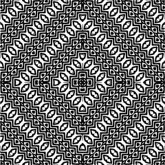 Vector geometric seamless pattern. Minimal ornamental background with abstract shapes. Black and white texture. Simple abstract ornament background. Dark repeat design for decor, fabric, cloth.