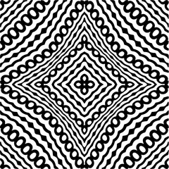 Vector geometric seamless pattern. Minimal ornamental background with abstract shapes. Black and white texture. Simple abstract ornament background. Dark repeat design for decor, fabric, cloth.