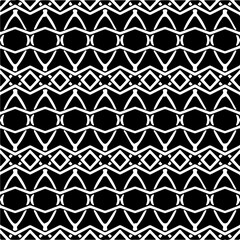Vector geometric seamless pattern. Minimal ornamental background with abstract shapes. Black and white texture. Simple abstract ornament background. Dark repeat design for decor, fabric, cloth.