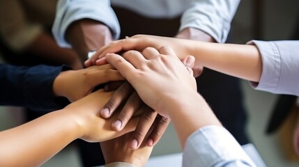 Hands in Partnership: Coworkers Join Together in Teamwork - Generative ai