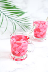 coconut fibre or nata de coco in syrup, Indonesian dessert  