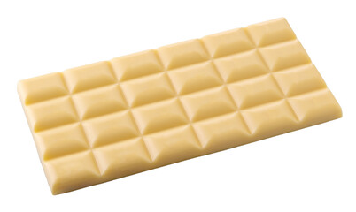 white chocolate bar, top view. Isolated