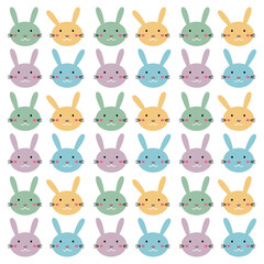 Cute Colorful Spring Bunnies Easter Pattern, Background, Texture, Wallart