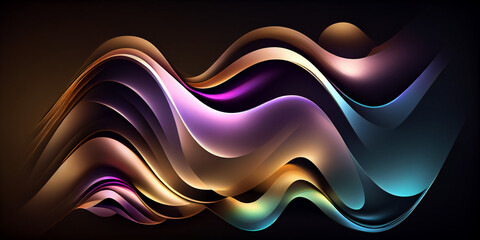 Fluid Neon Waves: A Magical Energy Space Light Concept Creates Abstract Background Wallpaper Design. Generative AI.