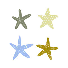 Starfish. Atlantic star. Marine Animal Vector illustration on white background.
