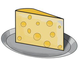 Illustration of cheese on plate