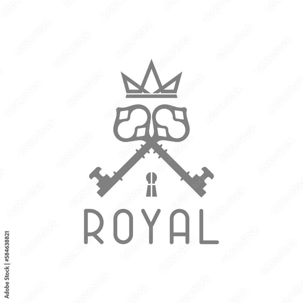 Poster crossed key logo design template isolated on transparent background