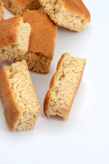 Traditional South African buttermilk rusks on white