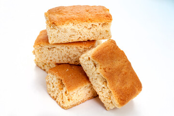 Traditional South African buttermilk rusks on white