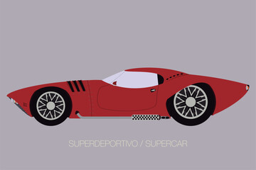 super car flat design, fully editable, side view, flat design style