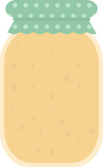 Transparent glass jar with homemade orange preserve in flat