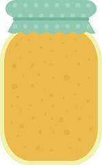 Transparent glass jar with homemade orange jam in flat
