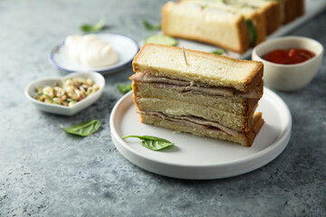 Sandwiches with cheese and ham