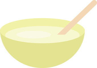 Bowl with yogurt or porridge, cooking dish flat icon