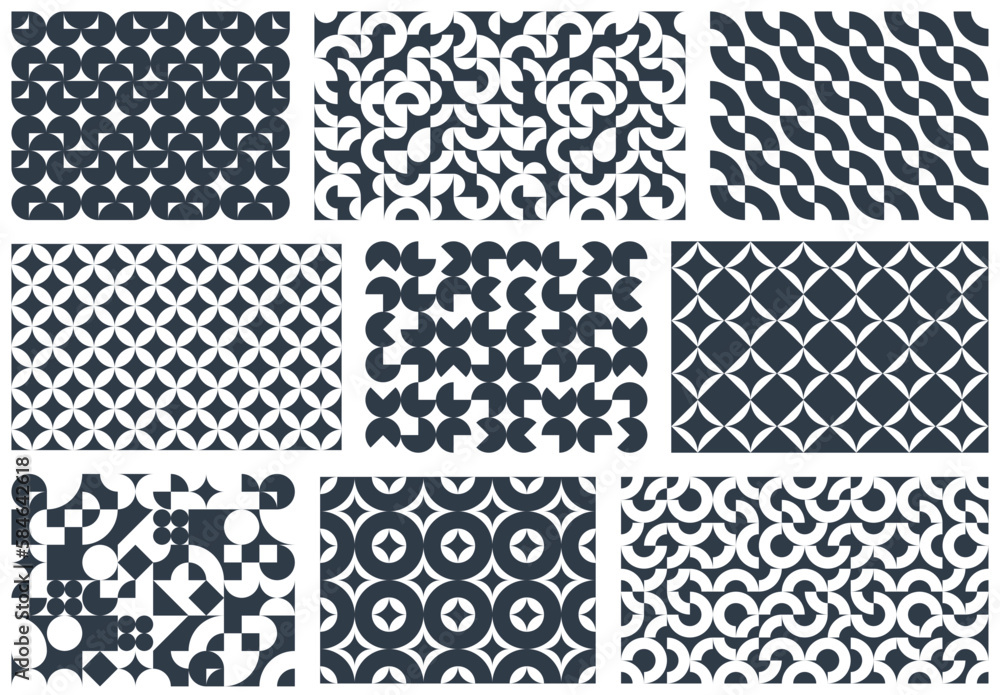 Poster seamless geometric patterns set, abstract vector backgrounds for wallpaper or websites or wrapping p