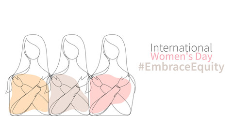 #EmbraceEquity. International womens day.International womens day concept poster. International Women's Day. Women's Day vector illustration. Women's Day banner.