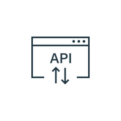 API icon in flat style. Software integration vector illustration on isolated background. Algorithm programming sign business concept.